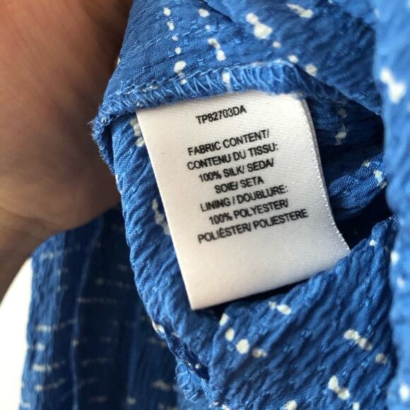 Derek Lam 10 Crosby Blue Silk Print Tie Blouse - Picture 6 of 6